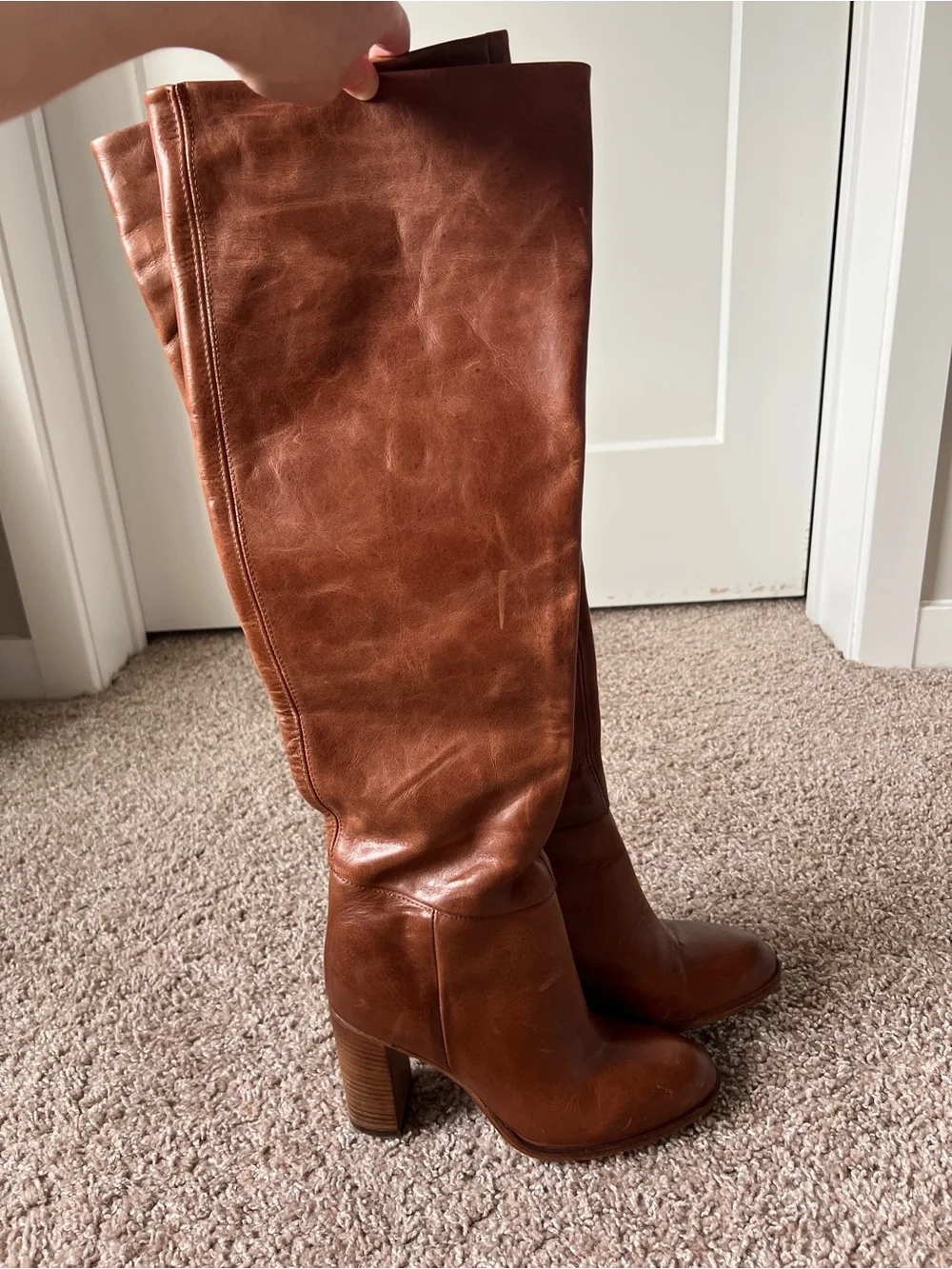 Free People Chestnut Brown Over-the-Knee Leather Boots